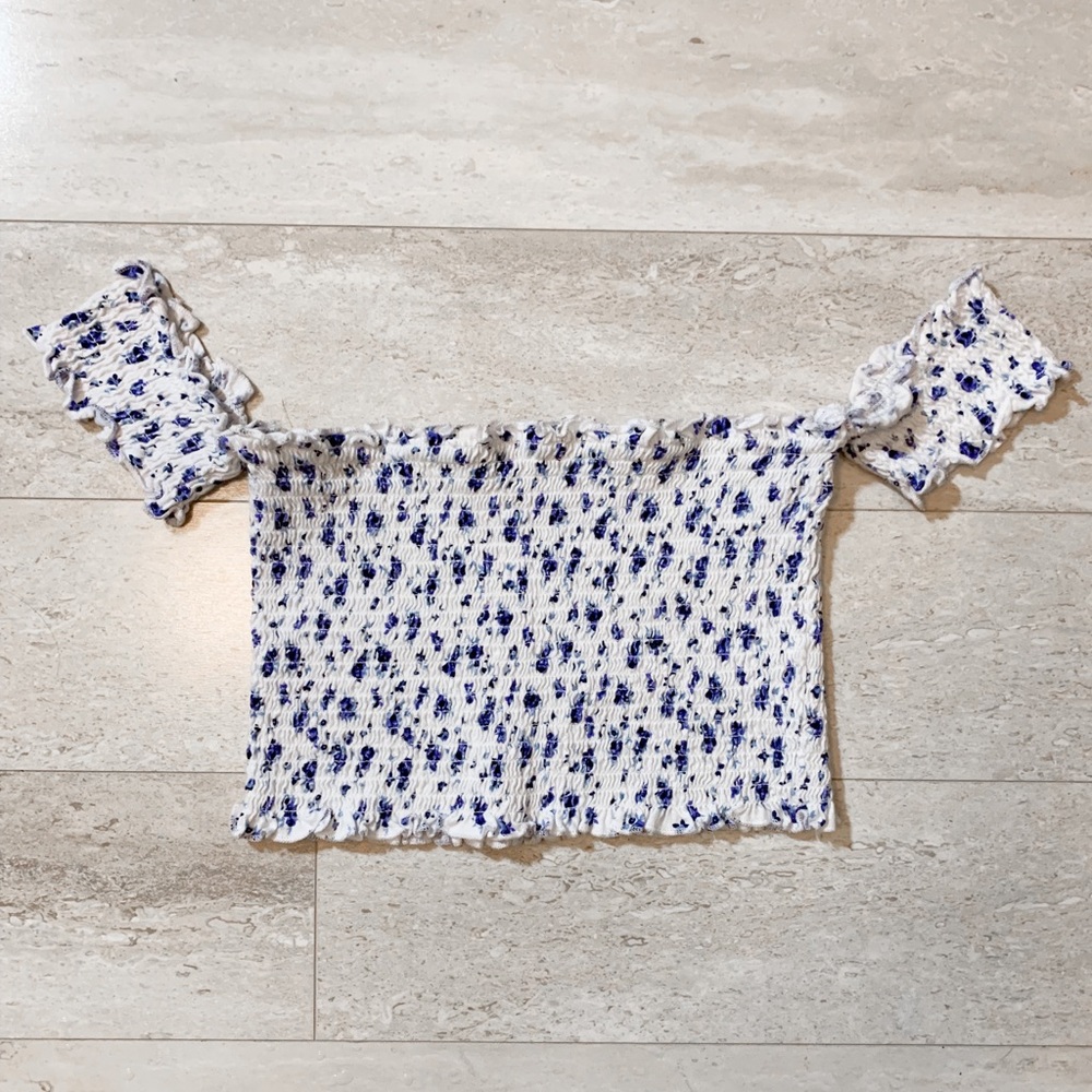 pacsun floral off the shoulder crop top